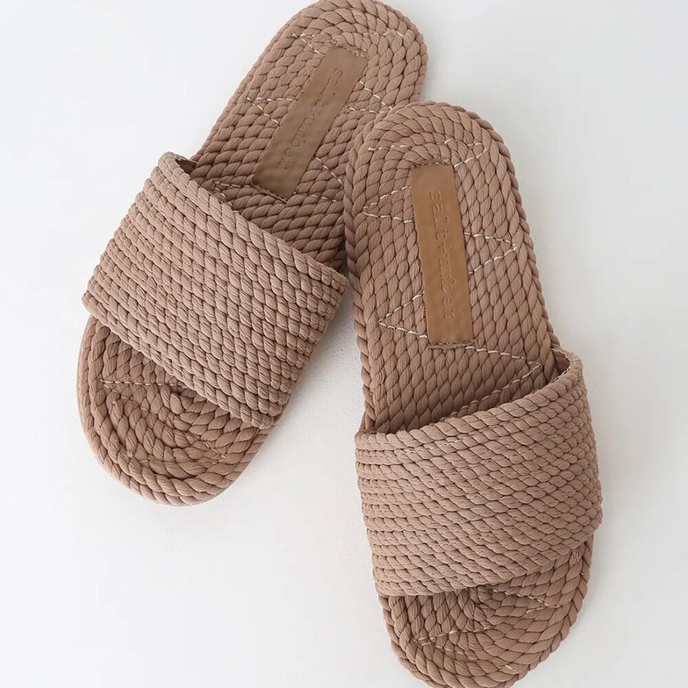 Salt + Umber Sunny Natural Rope Slide Sandals Size 6